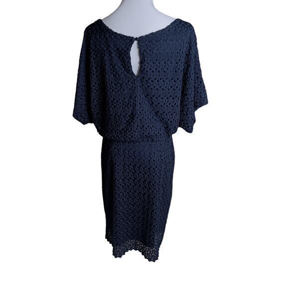 JESSICA HOWARD Dress Size 14 Crochet Overlay Elastic Waist Cold Shoulder Blouson - Picture 2 of 8